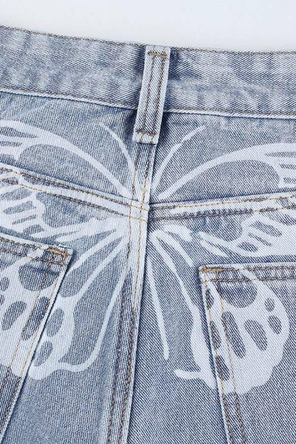 Butterfly Print Denim Jeans - shopuntitled.co