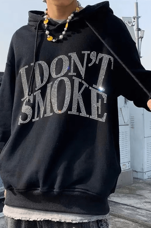 'I Don't Smoke' Rhinestone Hoodie - shopuntitled.co