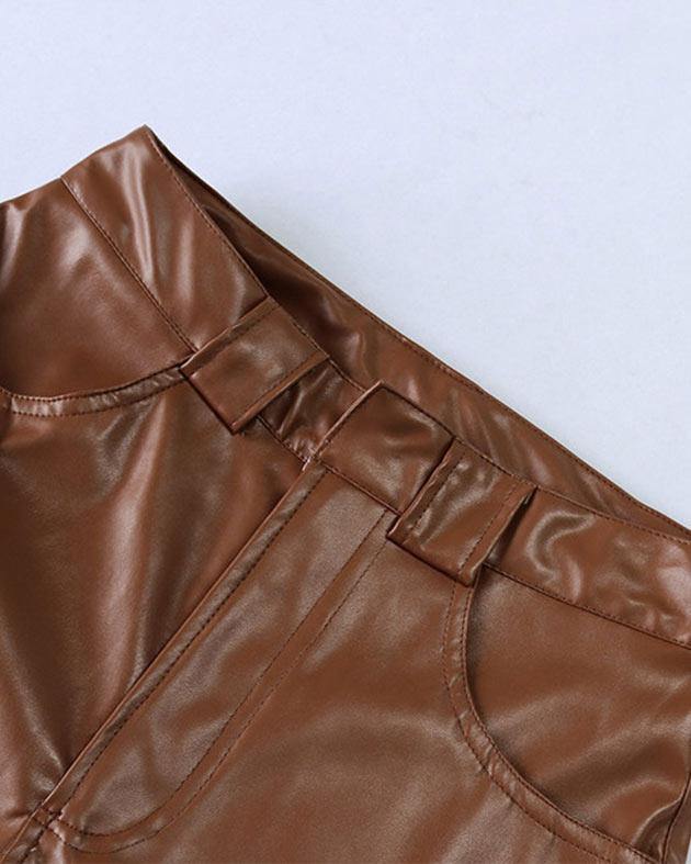 Brown Leather Pants - shopuntitled.co